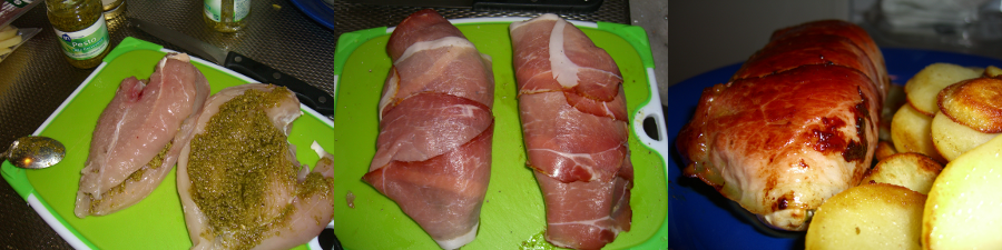 Kip met pesto in rauwe ham